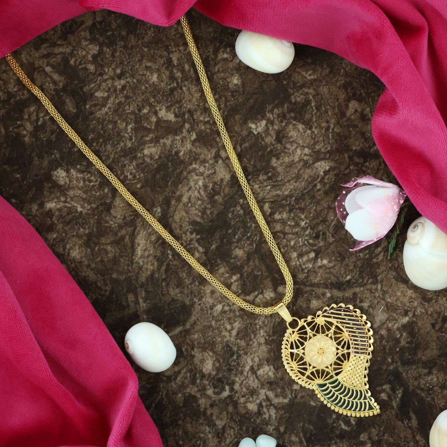 Mekkna Women's Pride Traditional Gold-Plated Pendent set | Buy This Pendent set Online from Mekkna