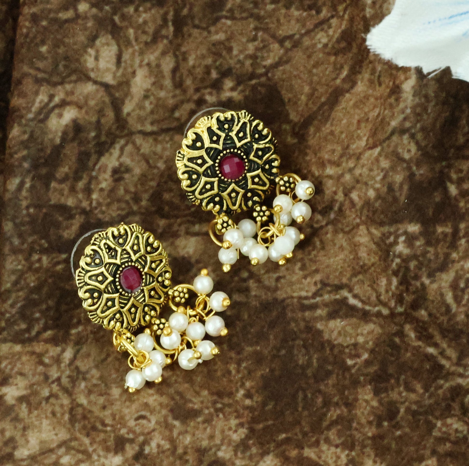 Mekkna Women's Pride Gold Plated Traditional Choker with Earrings for women | Buy This Choker set Online from Mekkna 