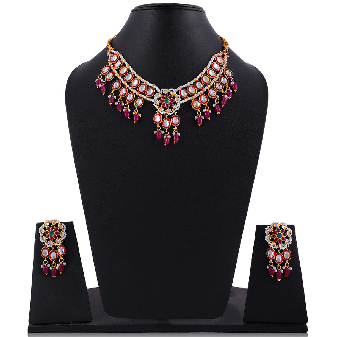Best Traditional Handcrafted Designed by Mekkna of Big Stone Necklace set for Women | Buy This Necklace Online from Mekkna