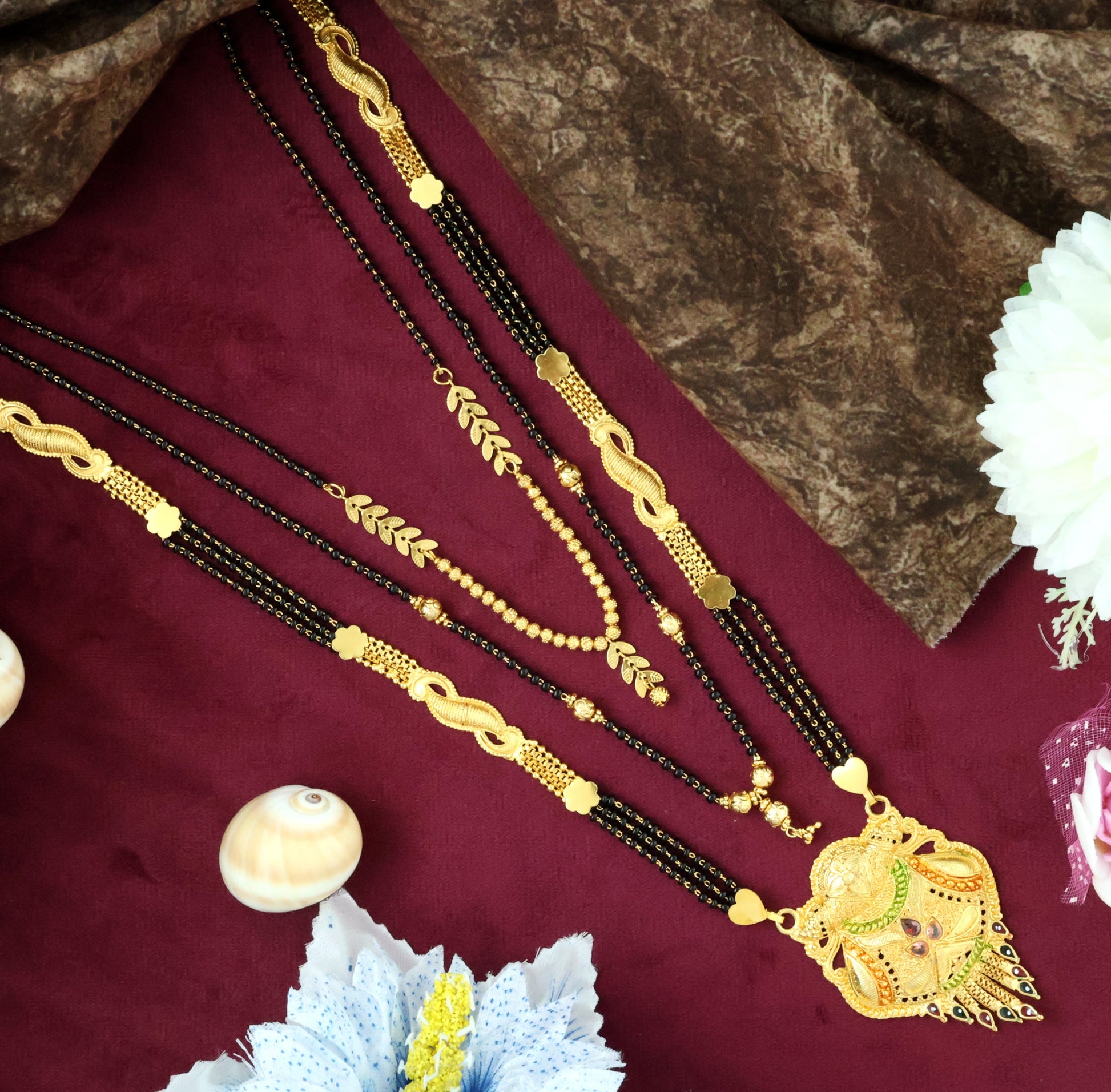 Mekkna Women's Pride Traditional Gold Plated Combo of Mangalsutra | Buy This Combo set Online Mekkna