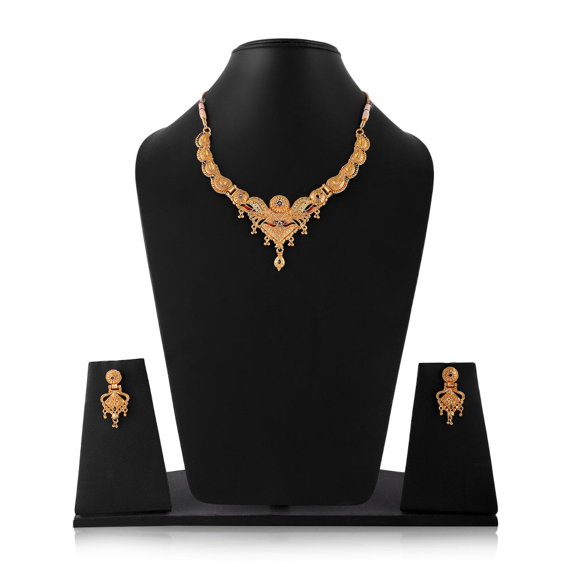 Gold Plated Necklace with Earrings for Women | Buy This Jewellery set Online from Mekkna